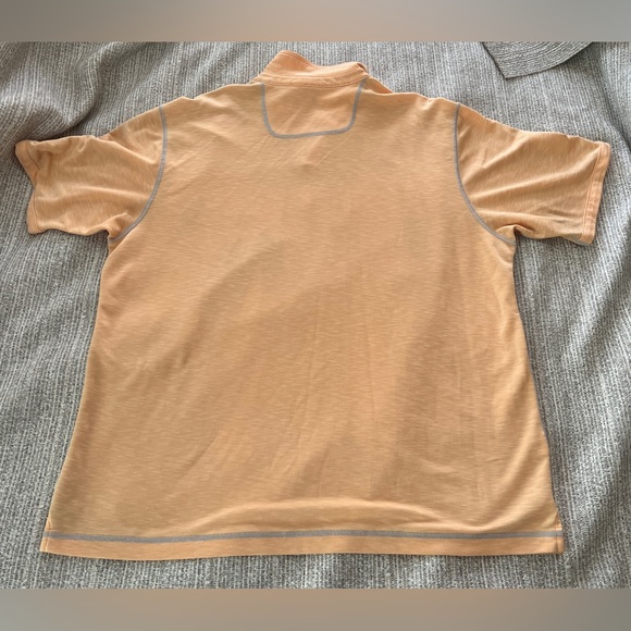 Men’s Tommy Bahama Size XL Buttery Soft Polo Tangerine with Gray Stitching - Picture 2 of 7